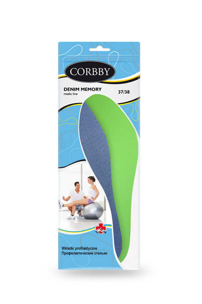 Corbby DENIM MEMORY insoles with memory foot shape