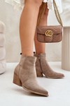 Insulated cowboy boots eco suede with zipper dark beige Virtris