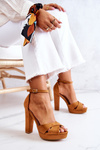 Suede Sandals On A Bar Camel Lanelle