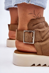 Leather Openwork Sandals camel Alima