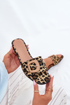 Flat Women's Slippers With Decorative Buckle Leopard Clariola