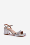 Women's High-Heeled Sandals with Shiny Silver Strap Tessata