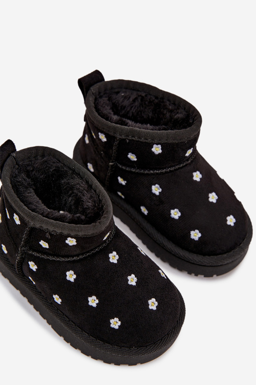 Children's snow boots with flowers black Gracina
