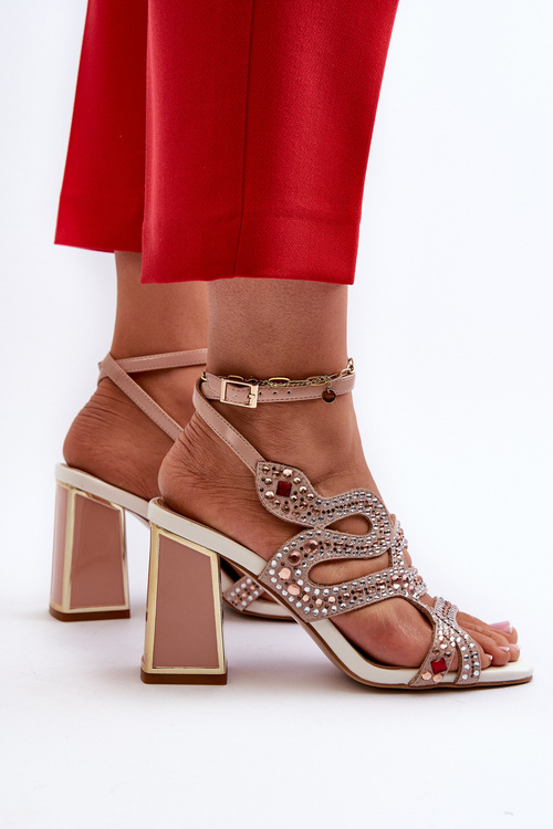 Women's Embellished Sandals with Stiletto Heel D&A CR952 Pink