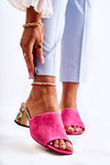 Women's Suede Slippers On Heel Pink Perry