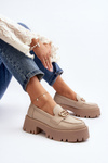 Zazoo 20164 Women's Loafers Made of Natural Leather Beige