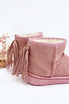 Children's Fleece-Lined Fringed Snow Boots Pink Mikyla