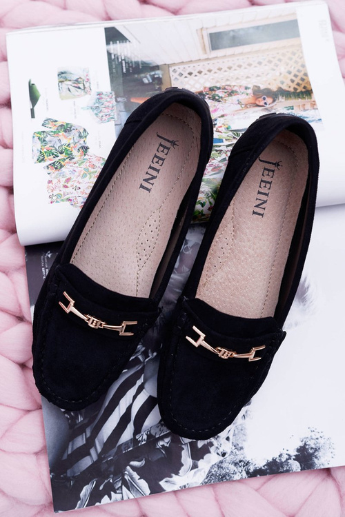 Women's Comfort Suede Moccasins Black Anzio