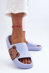 Women's Lightweight Foam Slippers with Teddy Bear Motif Blue Parisso