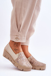 Leather Wedge Sneakers Maciejka 5814A-10 Beige