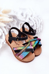 Children's Sandals With Sequins Black Becky