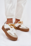 Womens Platform Sneakers With Double Lacing Leopard Print White Niteria