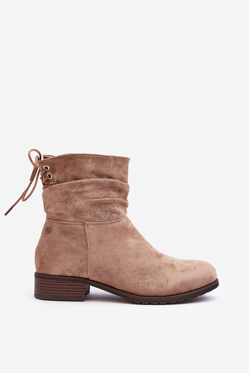Women's Suede Ankle Boots on Flat Heel Beige Keresa