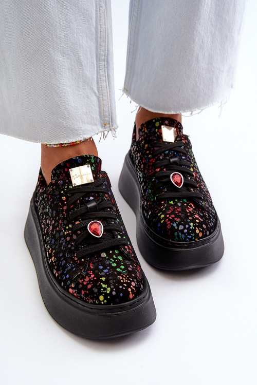 Leather Platform Sneakers by Maciejka 6191S-01 Black