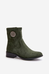 Women's Boots With Zip And Decorative Detail Eco Suede Green Lerioria