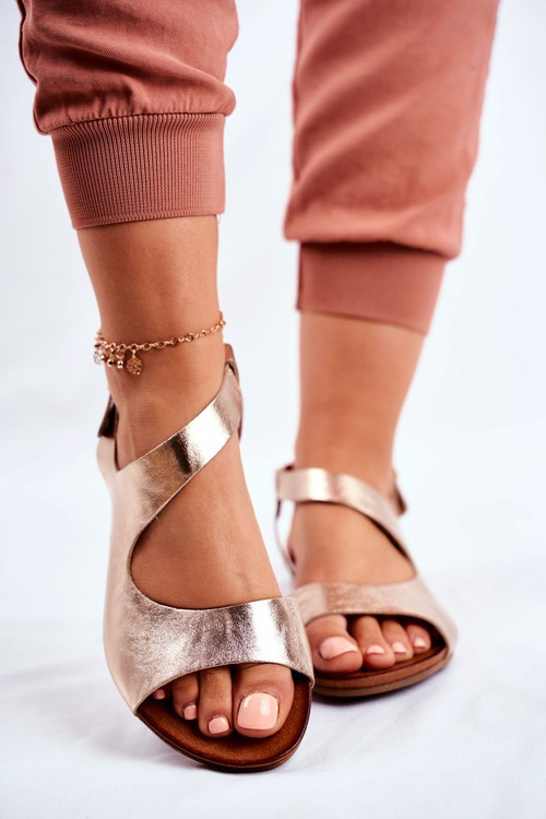 Women's Laura Messi 1116 Leather Sandals Gold Vollare