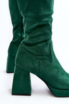 Women's insulated boots with chunky heel in green Layala