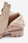 Leather Boots on Flat Heel Light Beige Azulenn