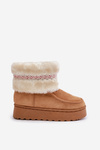 Women's Snow Boots On A Platform With Fur And Pattern Camel Deepanti