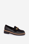 Women's Moccasins With Weave And Gold Detail Black Seffolia