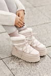 Platform Snow Boots With Lacing Light Beige Izathiel