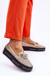 Women's Slip-on Leather Sneakers Glittering Golden Raven
