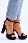 Comfortable Suede Sandals On A High Heel Black Essence