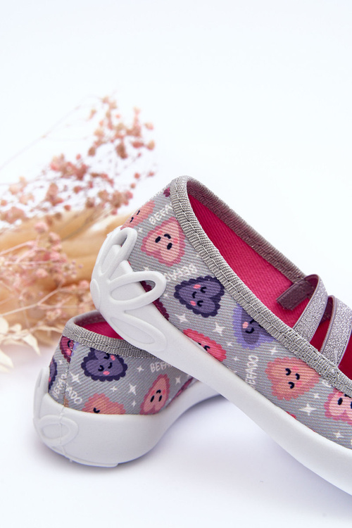 Papcie Baleriny Serca Befado 116X319 Szaro-Różowe