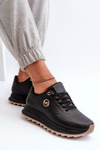 Black Women's Leather Platform Sneakers Pernalia