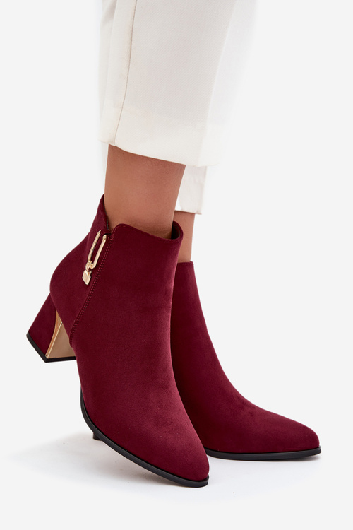 Women's heeled ankle boots with gold details Bordeaux Kalivra