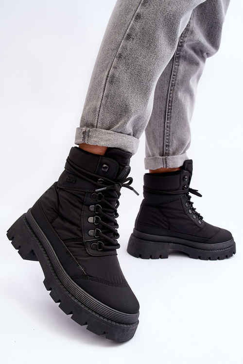 Women's Trapper Boots Warm On Platform And Flat Heels Big Star MM274340 Black