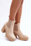 Leather Boots On Massive Heel Beige Sunilda