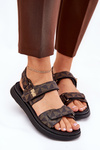 Fabric Women's Platform Sandals Black-Brown Leriot