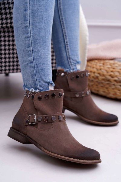 Women's Beige Velour Boots Exquisite 1172