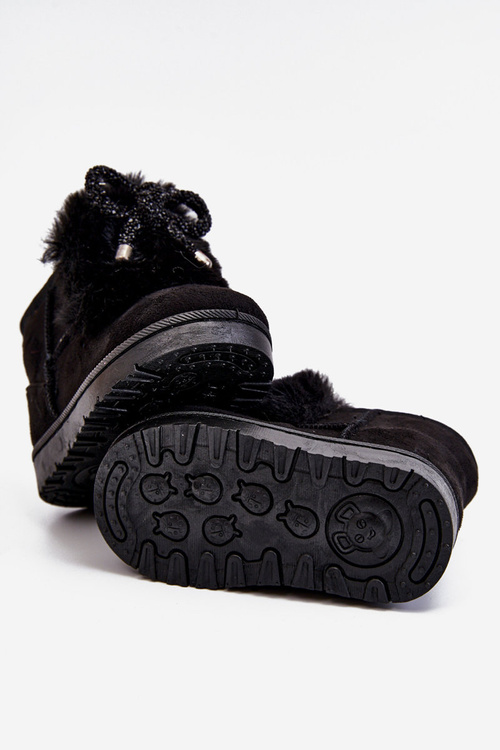 Children's Snow Boots Insulated With Fur Suede Black Amelia