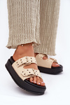 Ladies Sandals With Buckles On Platform Beige Nilatha