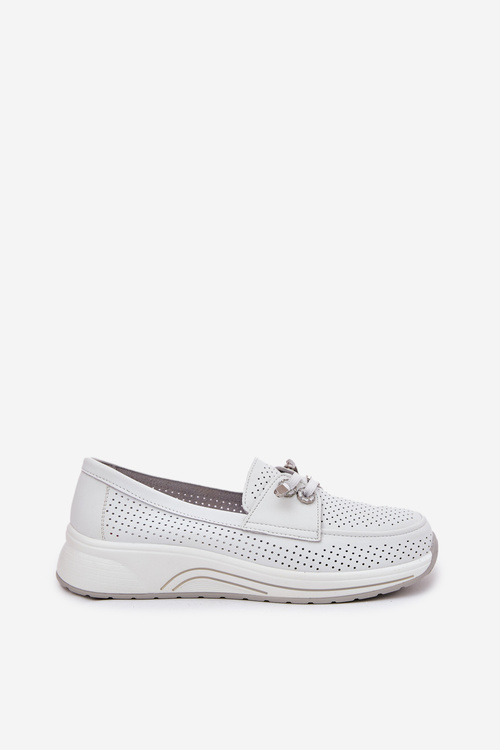 Leather Shoes Made Of Natural Leather On Platform Artiker 56C2101 White