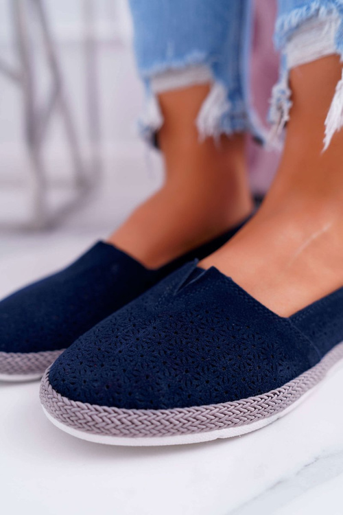 Women's Espadrilles Suede Leather Navy Blue Bimbo