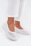 Ladies Mesh Ballet Flats In Sporty Style White Virella