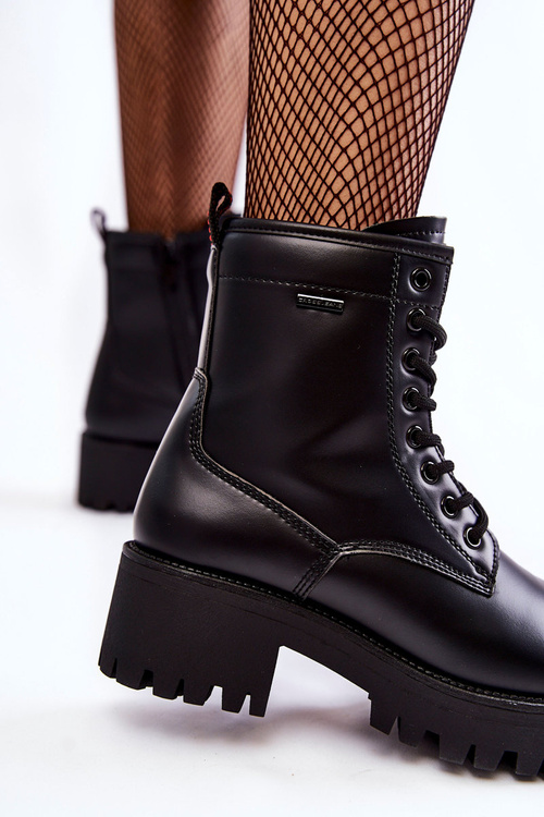 Botki Workery Cross Jeans Damskie Skóra Czarne KK2R4070C