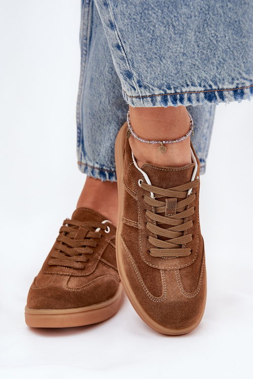 Brown Suede Low Sneakers Women Paliana