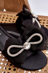 Women's Slippers With Bow And Rhinestones Black Jolene