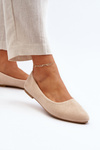 Beige Women's Suede Ballerina Flats Kommia