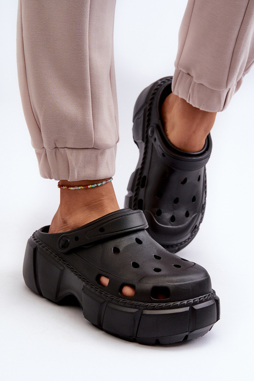 Damskie Klapki Piankowe Na Masywnej Podeszwie Czarne Witima