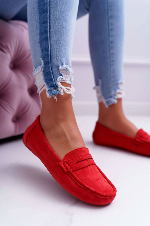 Women's Lightweight Eco-suede Moccasins Red Limez
