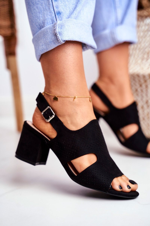 Women’s Sandals On Post Openwork Black Valery