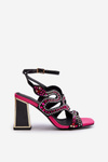 Decorated Women's Sandals with Heel D&A CR952 Black