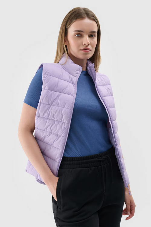 Women's Padded Gilet With Collar 4F Purple 4FWAW24TVJAF139-52S