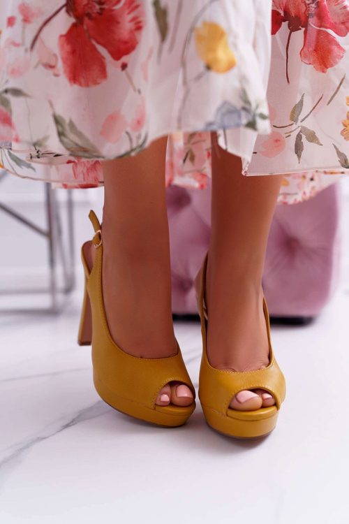 Platform Heeled Women's Sandals Yellow Lorajn