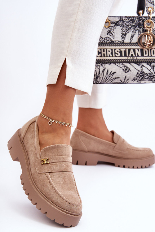 Suede Moccasins with Decoration Beige Esperta 